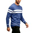 thumbnail image 5 of Men Sweaters Striped Crew Neck Long Sleeve Loose Fit Soft Cozy Lightweight Pullover Sweater Tops Warm Fall Winter Basic Knitwear, 5 of 7
