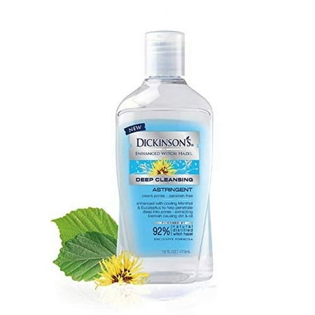 Dickinsons Hamamélis Amélioré Nettoyage en Profondeur Astringent Menthol et Eucalyptus Formule 92 % Naturelle 16 Fl Oz