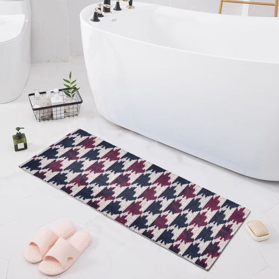Haosy Pied De Poule Pattern Bathroom Rugs Non Slip Absorbent Soft Plush Quick Dry Bath Mat, 39"x20"