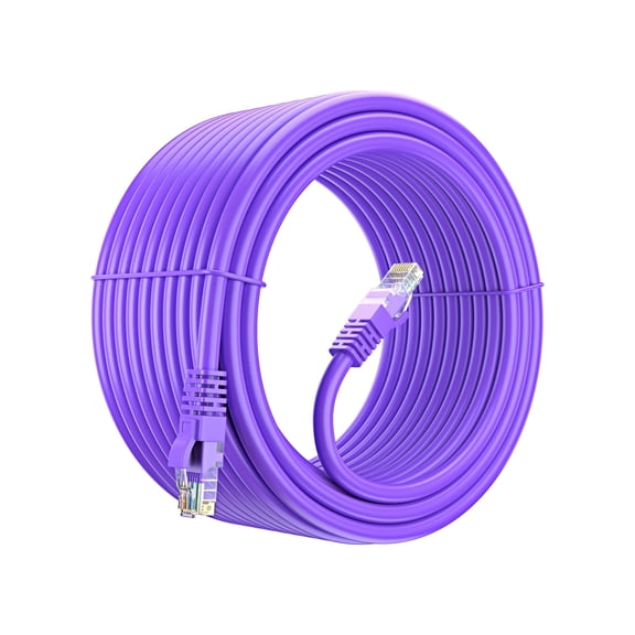 Cat 6 Ethernet Cable 75 Ft, 100% Pure Copper, Cat6 Cable LAN Cable, Internet Cable, Patch Cable and Network Cable - UTP (Purple) 75 Feet