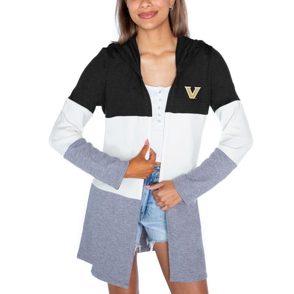 Women's Gameday Couture  Black Vanderbilt Commodores Colorblock Hooded Cardigan
