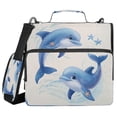 thumbnail image 2 of Zipper Binder 3 Rings Stationery Office Files Daily Organizer File Folder Storage Bag Two Cute Dolphins Pattern, 2 of 8