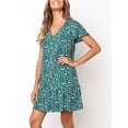 thumbnail image 2 of SySea Summer V-neck Women Print Casual Buttons Dress Loose Swing Short Mini Dress, 2 of 4