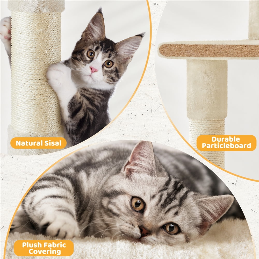 Yaheetech 53.5'' Multilevel Cat Tree Condo with Scratching Post, Beige