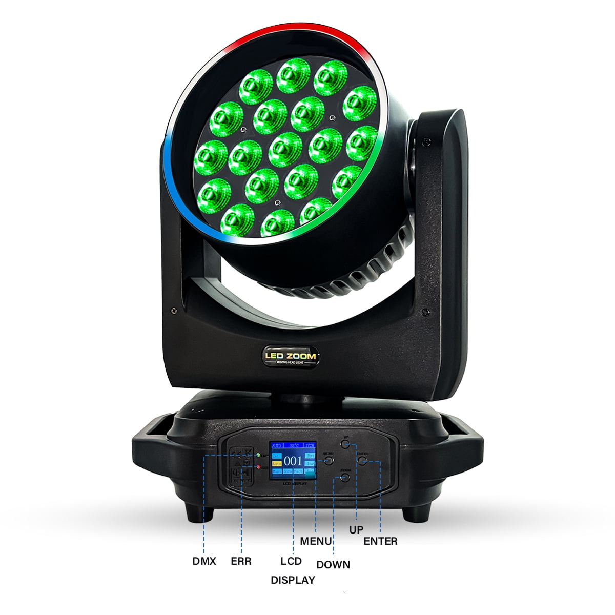 19x15W Led Moving Head RGBW Beam & Wash Zoom DJ Stage Light Equipment Concert Productions Professionals Wedding