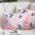 thumbnail image 2 of Pink Flower Pillow Covers 12"x20", Spring Floral Butterflies Birds Elegant Pastoral Soft Brushed Microfiber Breathable Throw Pillow Covers, Decorative Pillowcase with Zipper for Couch Sofa Bedroom, 2 of 9