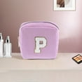 thumbnail image 5 of Unique Bargains 1 Pc Letter P Pattern Makeup Bag for Travel Pink Purple Corduroy, 5 of 6