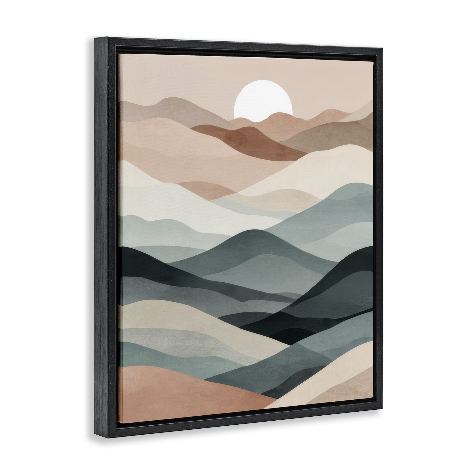 Stupell Industries Silent Dawn Landscape Landscape Painting Black Floater Framed Canvas Art Print Wall Art, 25 x 31