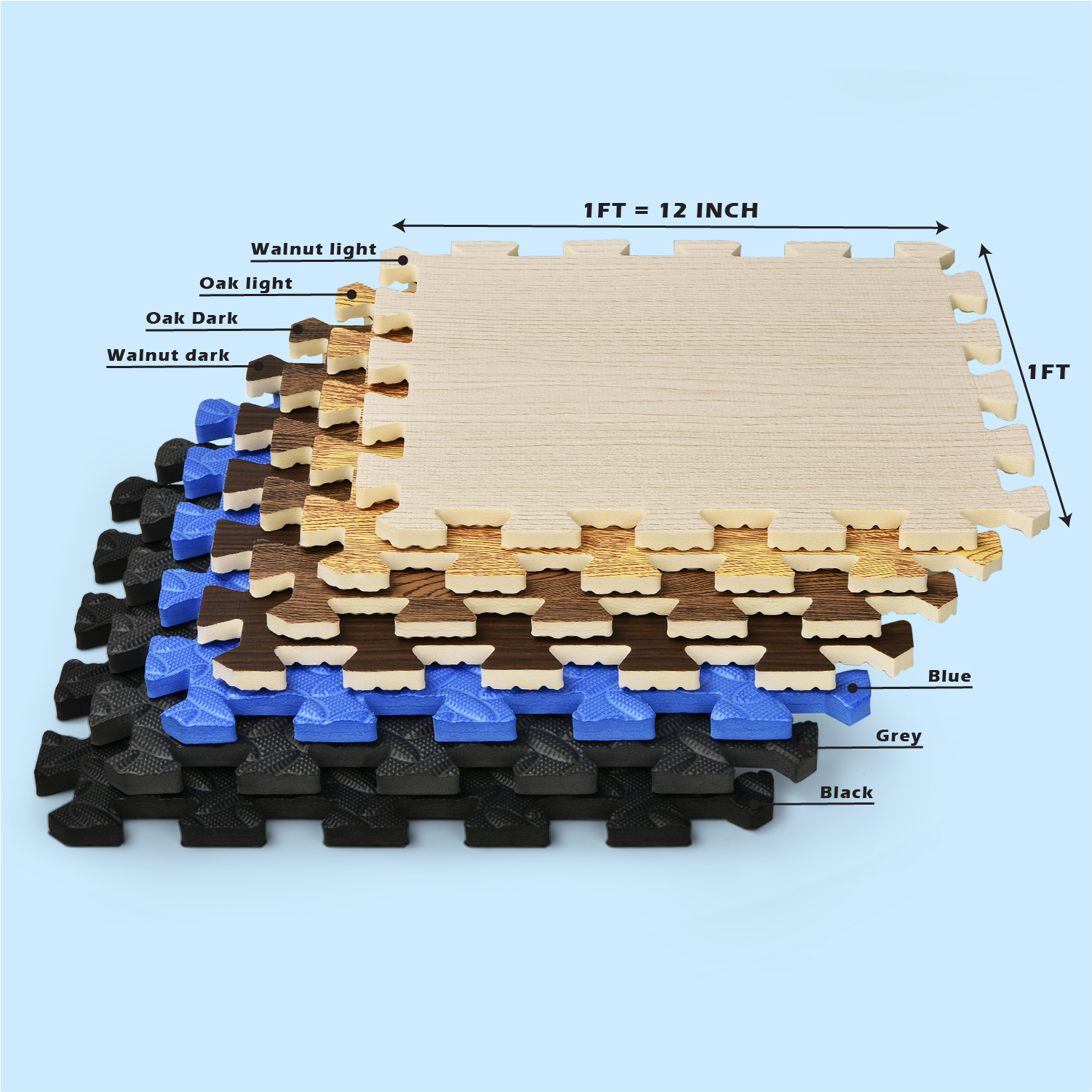 Yes4All 12 pcs Interlocking Exercise Foam Mats, Cover 12 sqft, 3/8 inch Thick, Black Color - image 4 of 7