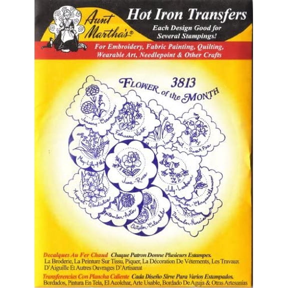 Flowers of The MonthHot Iron on Embroidery Transfer$$Art & Craft
