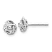 14k White Gold Diamond Knot Post Earrings 14k White Gold Earrings