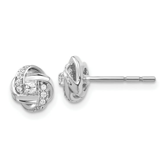 14k White Gold Diamond Knot Post Earrings 14k White Gold Earrings