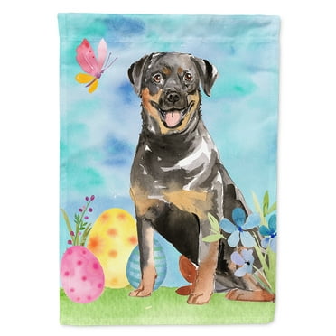 Carolines Treasures CK1905CHF Easter Eggs Rottweiler Flag Canvas House Size  Large multicolor