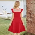 thumbnail image 6 of Zpanxa Girls Dresses, Kid's Mesh Casual Dress Solid Round Neck Sleeveless Dresses Red 10 Years, 6 of 6