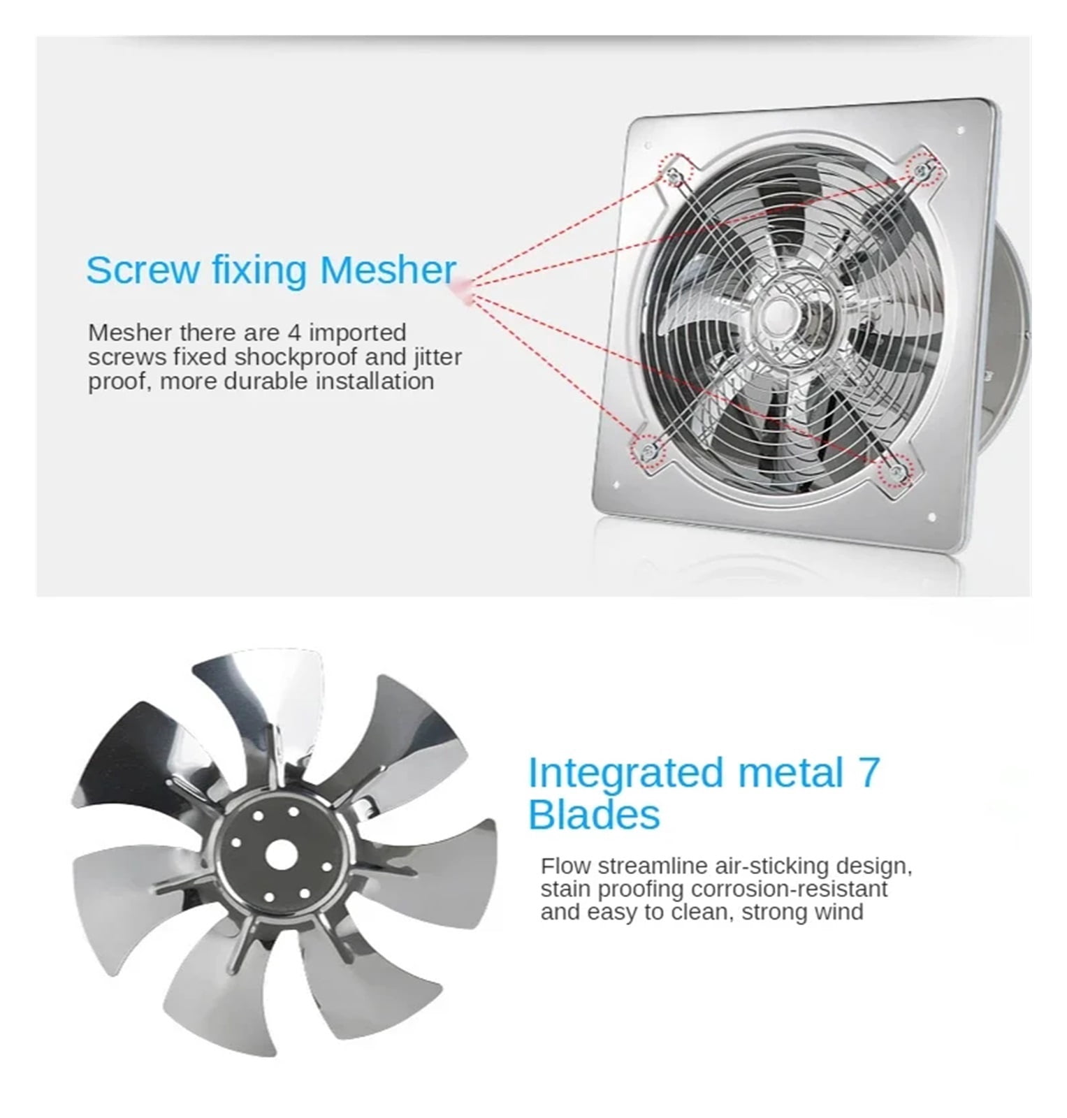 6/8Inch Extractor Ventilation Fan Exhaust Air Blower High Speed Bathroom Kitchen Toilet Air Vent Window Wall Exhaust Fan - Quiet Ventilation
