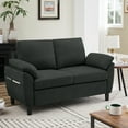 thumbnail image 3 of Soscana Loveseat with Storage Side Pockets, 2 Seat Sofa Love Seat Small Couch for Living Room Bedroom Apartment Office Studio,Black, 3 of 8