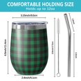 thumbnail image 5 of 12oz Stemless Wine Tumblers Green Black Checkerboard Checkered Pattern Vacuum Insulated Stainless Steel Travel Tumbler Cups Mug with Lid and Straw for Champaign,Cocktail,Beer with Cleaning Brush, 5 of 5