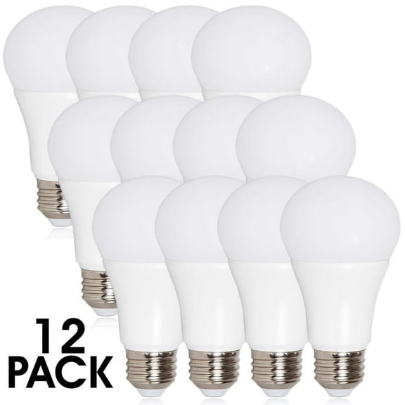 Maxxima LED A19 - 800 Lumens 60 Watt Equivalent Warm White (2700K) Light Bulb, 10 Watts (Pack of 12)