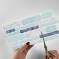 thumbnail image 3 of 12Sheet Peel and Stick Tiles Stickers DIY Wall Decals 4.72 x 9.68inch Waterproof Self Adhesive Backsplash Light Blue and Gray Mosaic Marble Decor, 3 of 7