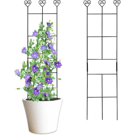 2 Pack 30'' Plant Trellis for Climbing Plants Indoors, Metal Garden Trellis for Potted Houseplant, Rustproof Plant Support for Ivy, Vines, Pothos, Hoya and Flower, Black