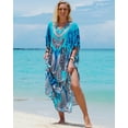 thumbnail image 4 of EDOLYNSA Plus Size Beach Cover Up Bohemian Print Kaftan Summer Casual Long Dresses Loose Loungewear, 4 of 9