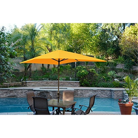 Jeco Aluminum Patio Market Umbrella Tilt with Crank-Champagne Pole-Color:Yellow,Size:6.5' X 10'
