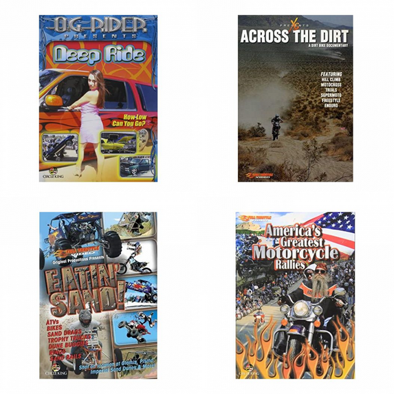 Auto, Truck & Cycle Extreme Stunts & Crashes 4 Pack DVD Bundle: Og Rider: Deep Ride, Across the Dirt: A Dirt Bike Documentary, Eatin Sand!, Americas Greatest Motorcycle Rallies