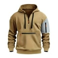 thumbnail image 5 of LpwkSSA Men's Color Blocked Hoodies Casual Pullover Hooded Sweatshirt Long Sleeve Quarter Zip Sports Hoodie With Front and Arm Pocket Yellow XXL, 5 of 8