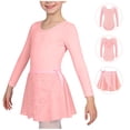 thumbnail image 1 of Conjuntos de blusas y camisas de cuello redondo y manga larga Ropa de baile para niñas Vestido de práctica de red con lentejuelas de manga larga con espalda en forma de corazón Conjunto de dos piezas, 1 of 8