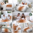 thumbnail image 5 of 3 Piece Gray Orange Duvet Cover Set Twin Size, Microfiber Comforter/Quilt Cover with Corner Ties and 2 Pillowcases, Modern Gradient Geometric All Season Soft Bedding with Zipper Closure, 5 of 8
