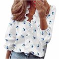 thumbnail image 1 of Mujeres Casual Manga completa Cuello en V Tops Camisas sueltas Blusa Tops estampados Pompotops FGAJ13987, 1 of 1