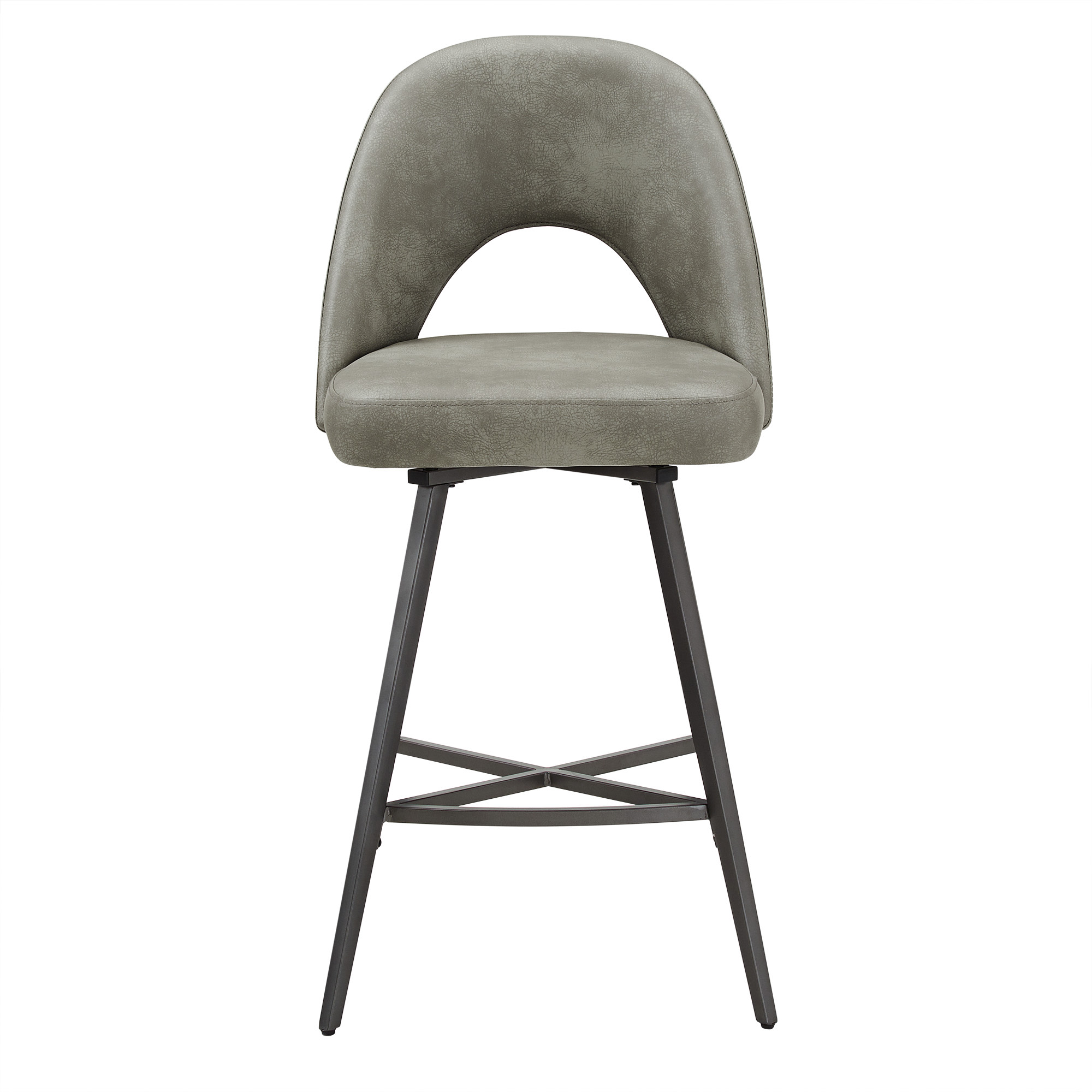 Weston Home Krista 24" Metal Swivel Mid Back Counter Stools, Set of 2, Light Grey