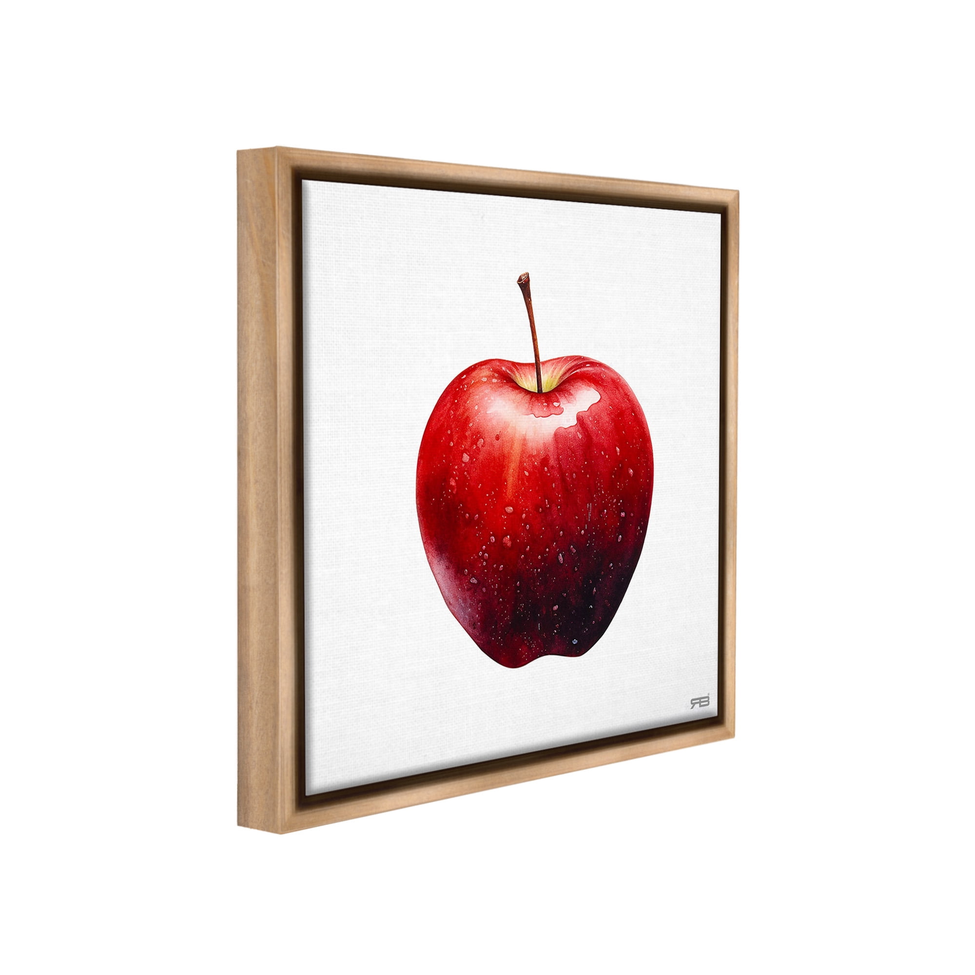 Stupell Industries Bold Red Apple Food & Beverage Painting Brown Floater Framed Canvas Art Print Wall Art, 18 x 18