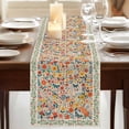 thumbnail image 3 of Table Runners 60 Inches Long Dress Scarves, Boho Beige Flowers Farmhouse Kitchen/Dining Table Runner, Small Coffee Tablerunners, Spring Abstract Watercolor Floral Leaf 13x60 Inch, 3 of 9
