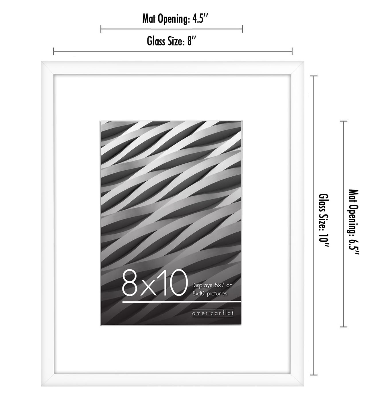 Americanflat 8x10 Picture Frame in White - Displays 5x7 With Mat and 8x10 Without Mat - Horizontal and Vertical Formats for Wall and Tabletop