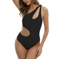 thumbnail image 6 of Women's One Piece Bathing Suits One Shoulder Cutout Swimsuit Swimwear Monokini Sexy Halter One Piece Tummy Control Solid Color Beach Swimsuit S-XXL, 6 of 9