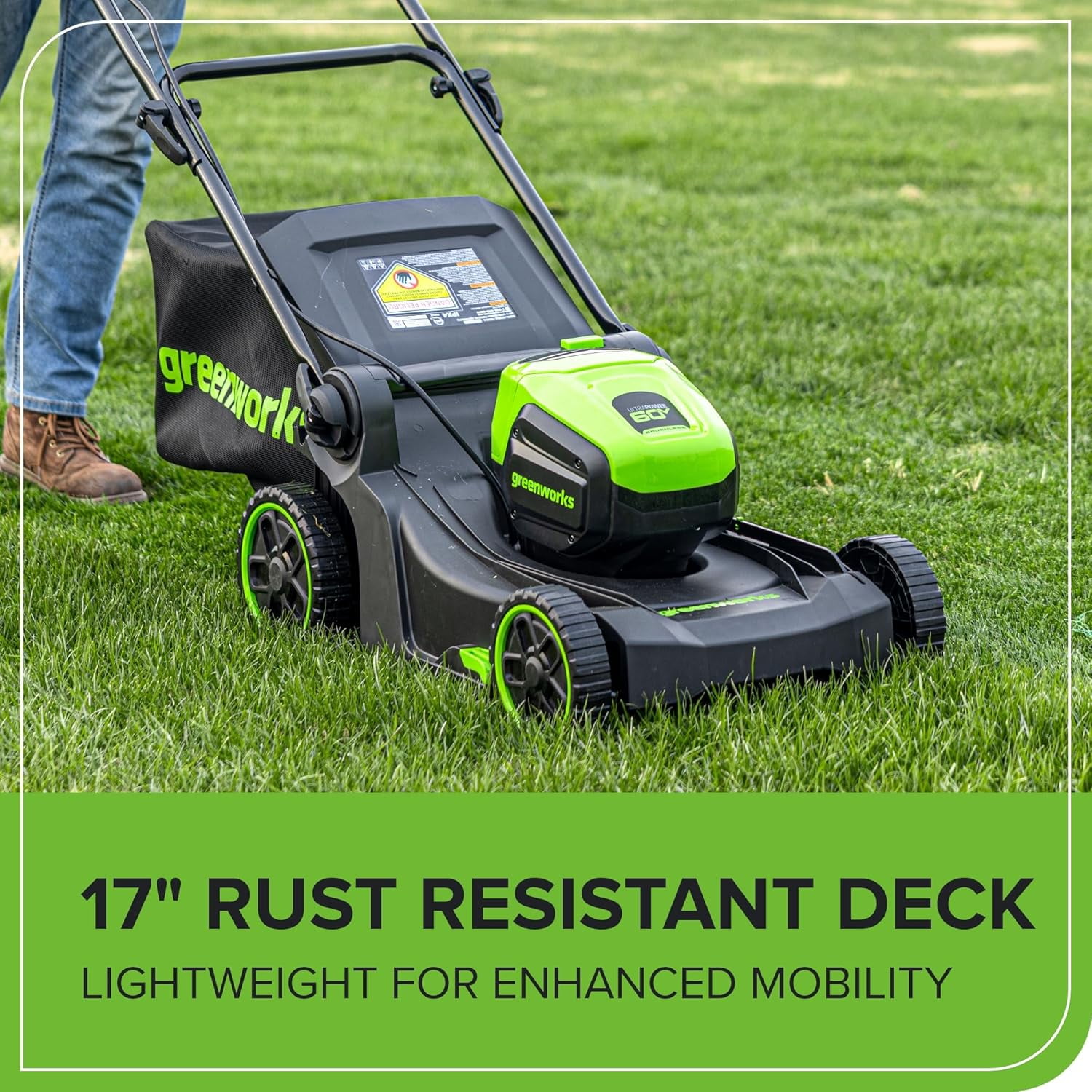 Greenworks 60V 17" Brushless Push Mower & 60V 13" String Trimmer with 4.0 Ah Battery & 3A Charger