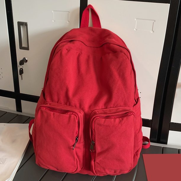 mochila retra Bolso casual unisex de lona de gran capacidad para mujeres y hombres al aire libre (rojo)