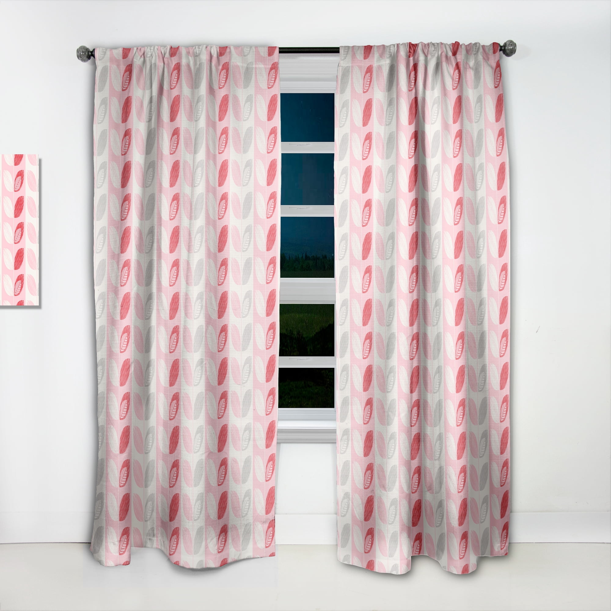 Designart 'Botanical Retro Pattern Design I' Mid-Century Modern Curtain Panel