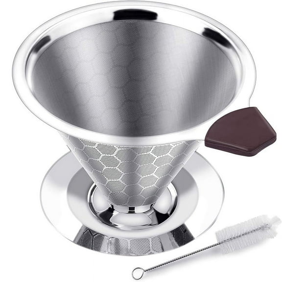 Pour over Coffee Filter Reusable Paperless Dripper Stainless Steel Pour-Over Brewing Tool