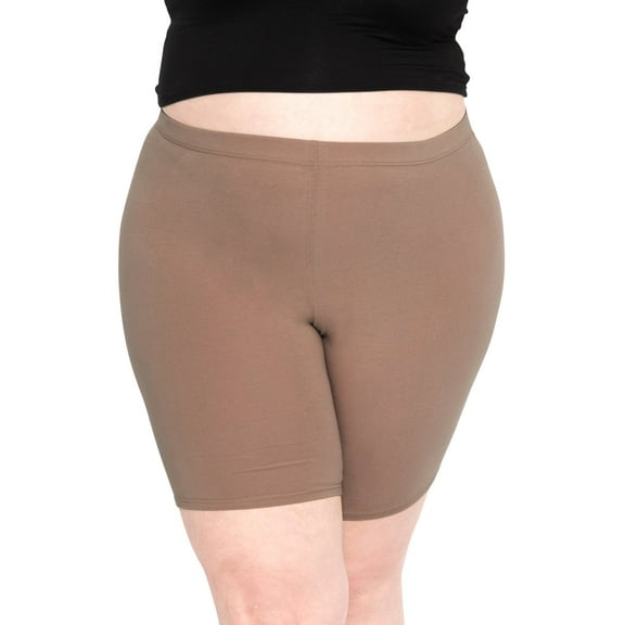 Stretch Is Comfort Women's Plus Size Cotton Biker Shorts Mocha 3X