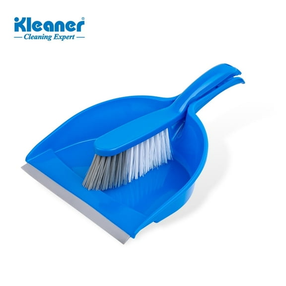 Kleaner Cleaning Expert Dustpan and Brush Set – Compact Handheld Broom with Soft Bristles for Home, Office, Kitchen & Car Cleaning – Blue