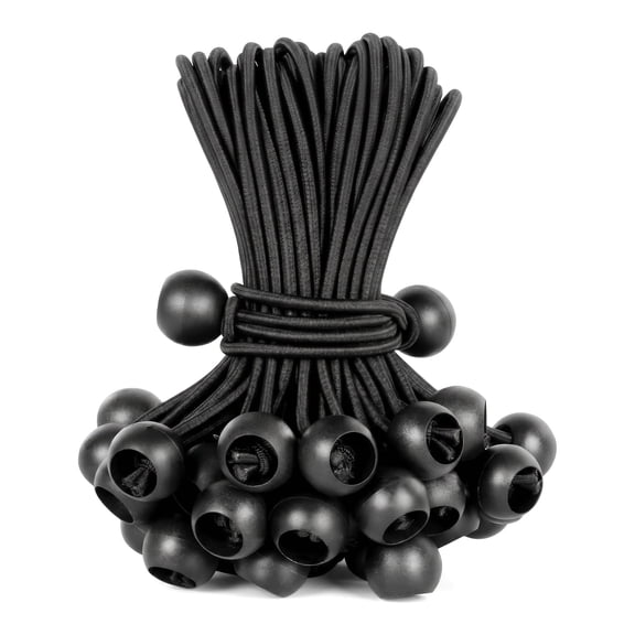 50 PCS Ball Bungee Cords 6 Inch, Heavy Duty Bungee Cords with Balls for Canopy Tarp Tie Down, Camping, Shelter, Cargo, Tent Poles - UV Resistant