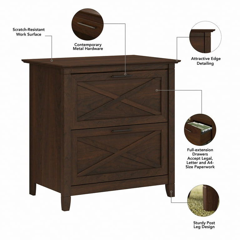 Bush Furniture Key West Lateral File Cabinet 2 Drawer Bing Cherry