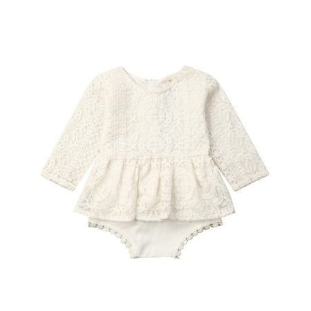 

Diconna Toddler Baby Girl Wedding Princess Dress Clothes White Lace Skirt Tutu Romper