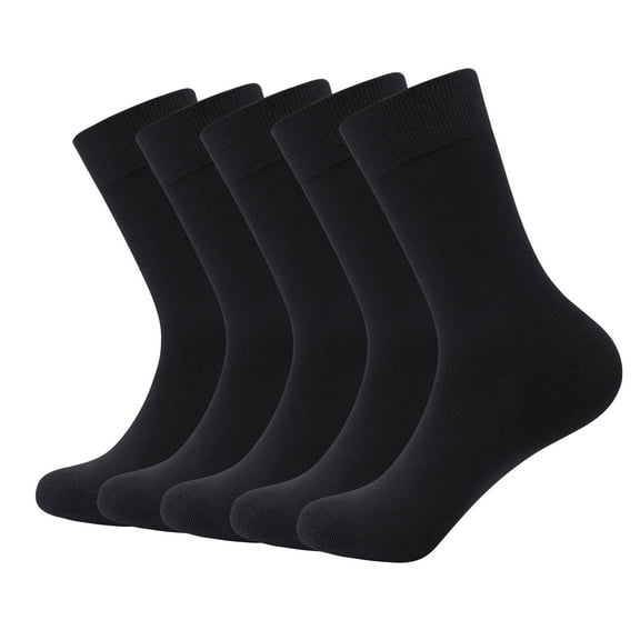 SERISIMPLE Men Bamboo Crew Lightweight Sock Resistant Breathable Thin Soft Socks 5 Pairs 9-13 (Black, Large)