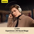 thumbnail image 5 of Baseus Wireless Headphones Bluetooth 70H Playtime Foldable Over Ear Headphones, White, 5 of 17