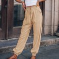 thumbnail image 2 of Pantalones holgados para mujer Pantalones de salón con cordón Color sólido Estilo casual Traje diario FLhrweasw Nuevo, 2 of 9