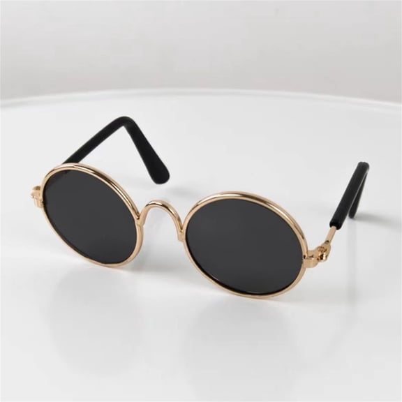 Fashion Dog Sunglasses - Creative Round Frame Retro Sunglasses for Pets, Trend Photography Prop, Small Dog Glasses, Costume Accessory, UV Protection