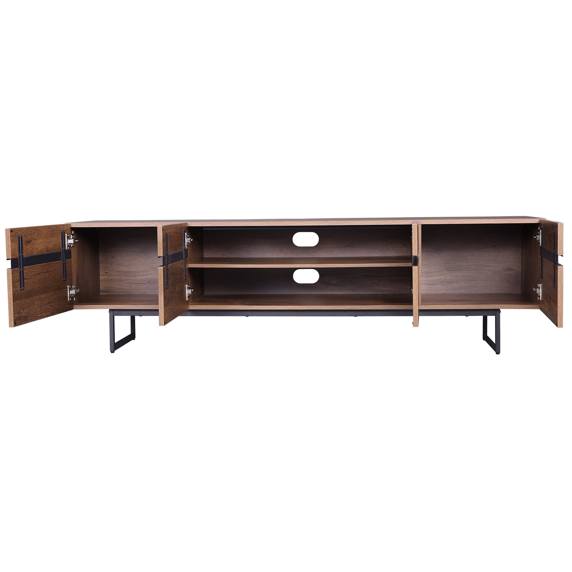 Farmhouse 4-Piece Living Room Furniture Set, 70 Inch TV Stand, 1 Square Top Coffee Table, 2 End Tables with Drawers, Modern Entertainment Center Console Table，Brown